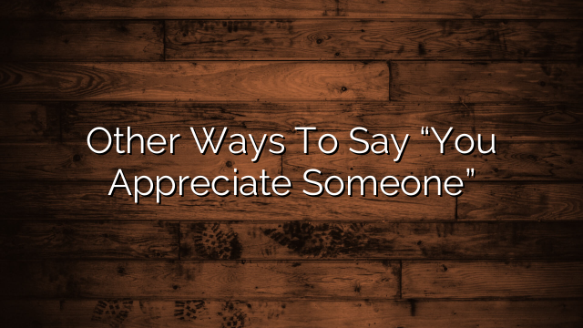 Other Ways To Say “You Appreciate Someone”