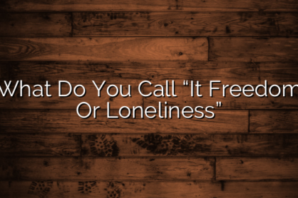 What Do You Call “It Freedom Or Loneliness”