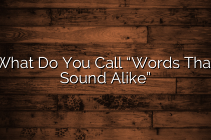 What Do You Call “Words That Sound Alike”